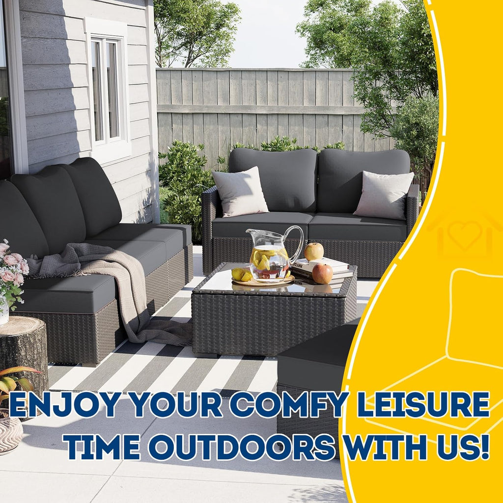 AAAAAcessories Outdoor Deep Seat Cushions, Waterproof, Fade-Resistant Patio Furniture Replacement Cushions, 25.5" x 25.5" x 5" + 25.5" x 19", Dark Gray