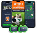 Set of 2 Cat GPS Tracker - Smallest Waterproof Pet Tracking Device with App, Real-Time Location, Smart Alerts & Geo-Fence, Long-Life Battery, Collar-Compatible – iOS & Android (Subscription Required)