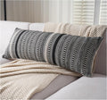 Boho Lumbar Pillow Covers 14x36 Long, Farmhouse Decorative Couch Pillow Cases, Black Accent Pillows of Bed, Sofa Bedroom Living Room Home Decor Cushion Cover, Pack of 1