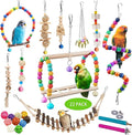 22 Packs Bird Parakeet Cockatiel Toys,Parrot Swing Chewing Hanging Toy with Safe Bells,Bird cage Colorful Climbing Standing Rope Natural Wood Ladder Bungee Toys