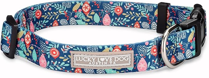 Lucky Love Dog - Adjustable Dog Collar with Easy Click Buckle for Small to Large Dogs, Durable, & Comfortable for Male & Female Dogs, Pet Collar for Puppies & Adult Ones - Sweet Holiday, Medium