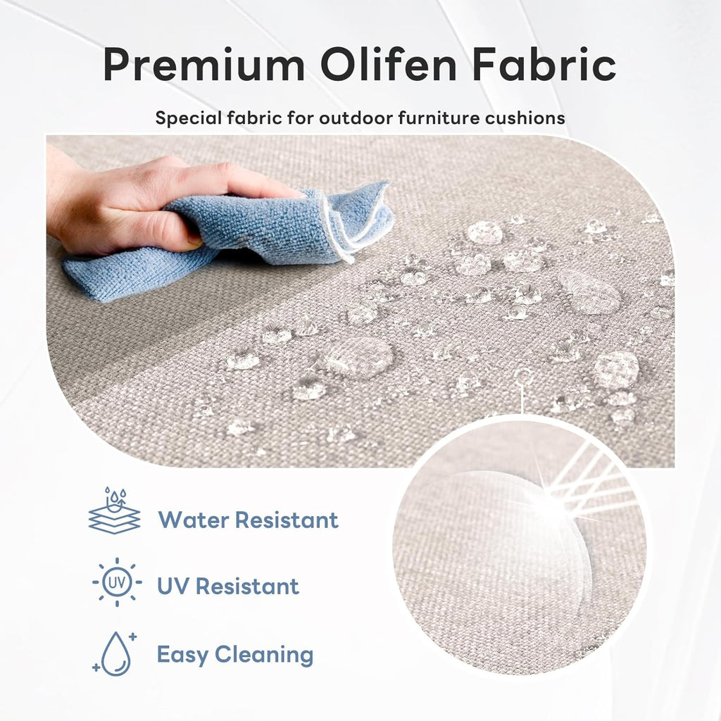 6 inches Thicker Outdoor Chair Cushions Set- 24" *24" *6" Waterproof Patio Furniture Cushions with Removable Cover, 28D High Density Sponge Filling Thicken Outdoor Patio Cushions - Beige