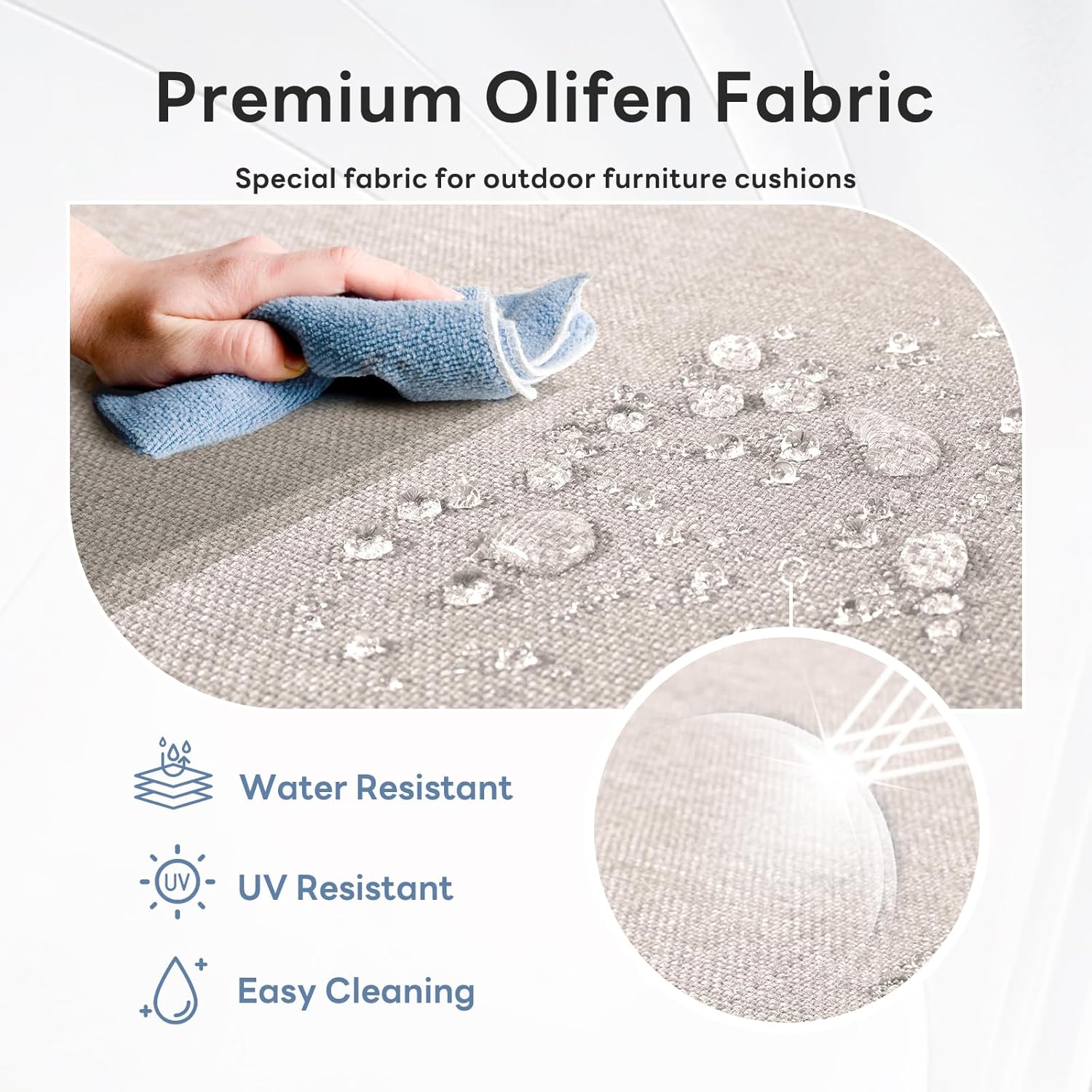 6 inches Thicker Outdoor Chair Cushions Set- 24" *24" *6" Waterproof Patio Furniture Cushions with Removable Cover, 28D High Density Sponge Filling Thicken Outdoor Patio Cushions - Beige