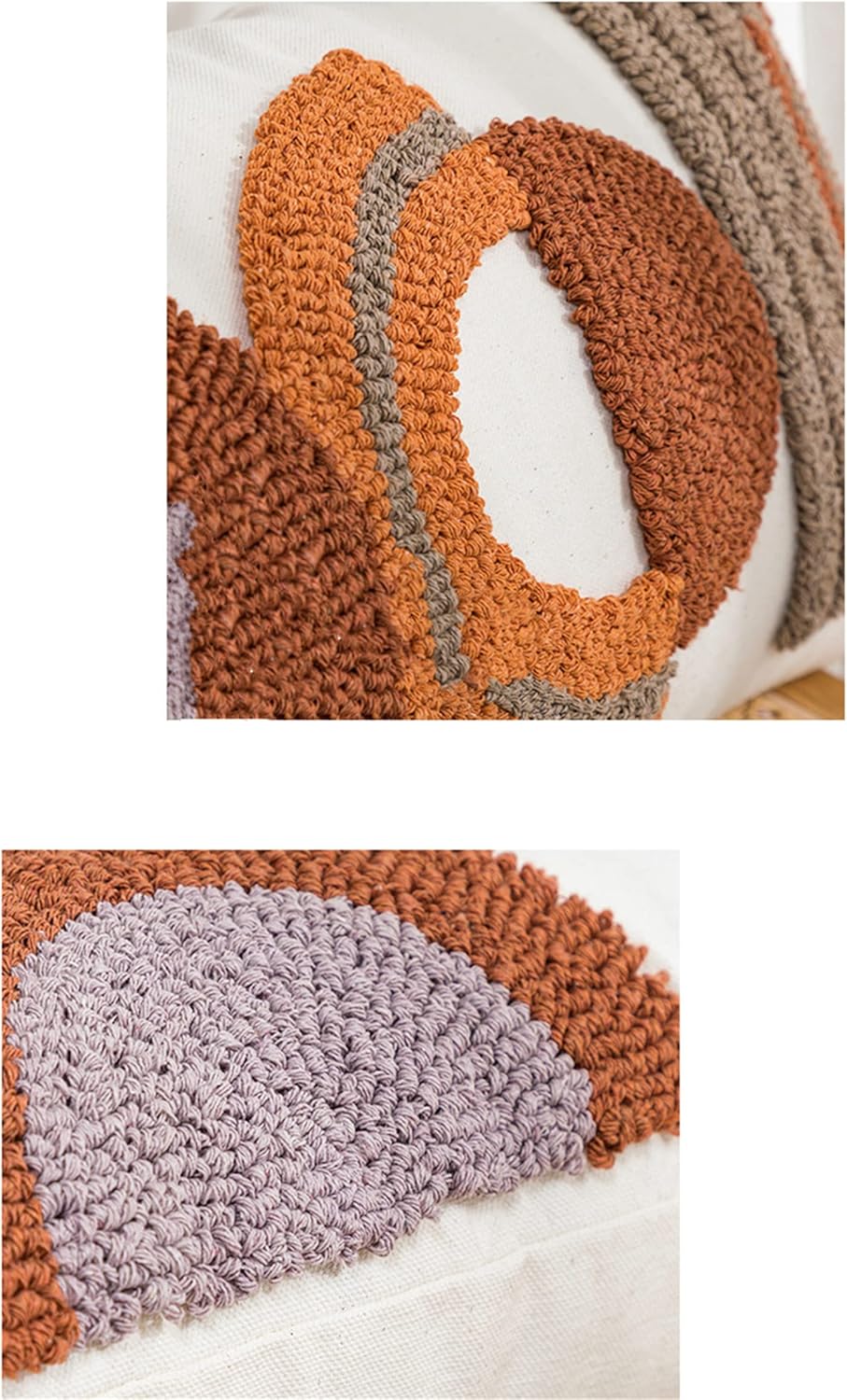 1Pc Boho Tufted Lumbar Pillow Cover 12x 20, Minimalism Rustic Neutral Abstract Linen Pillow Cushion Case,Geometric Home Decor for Outdoor Couch Bedroom Car Rust…