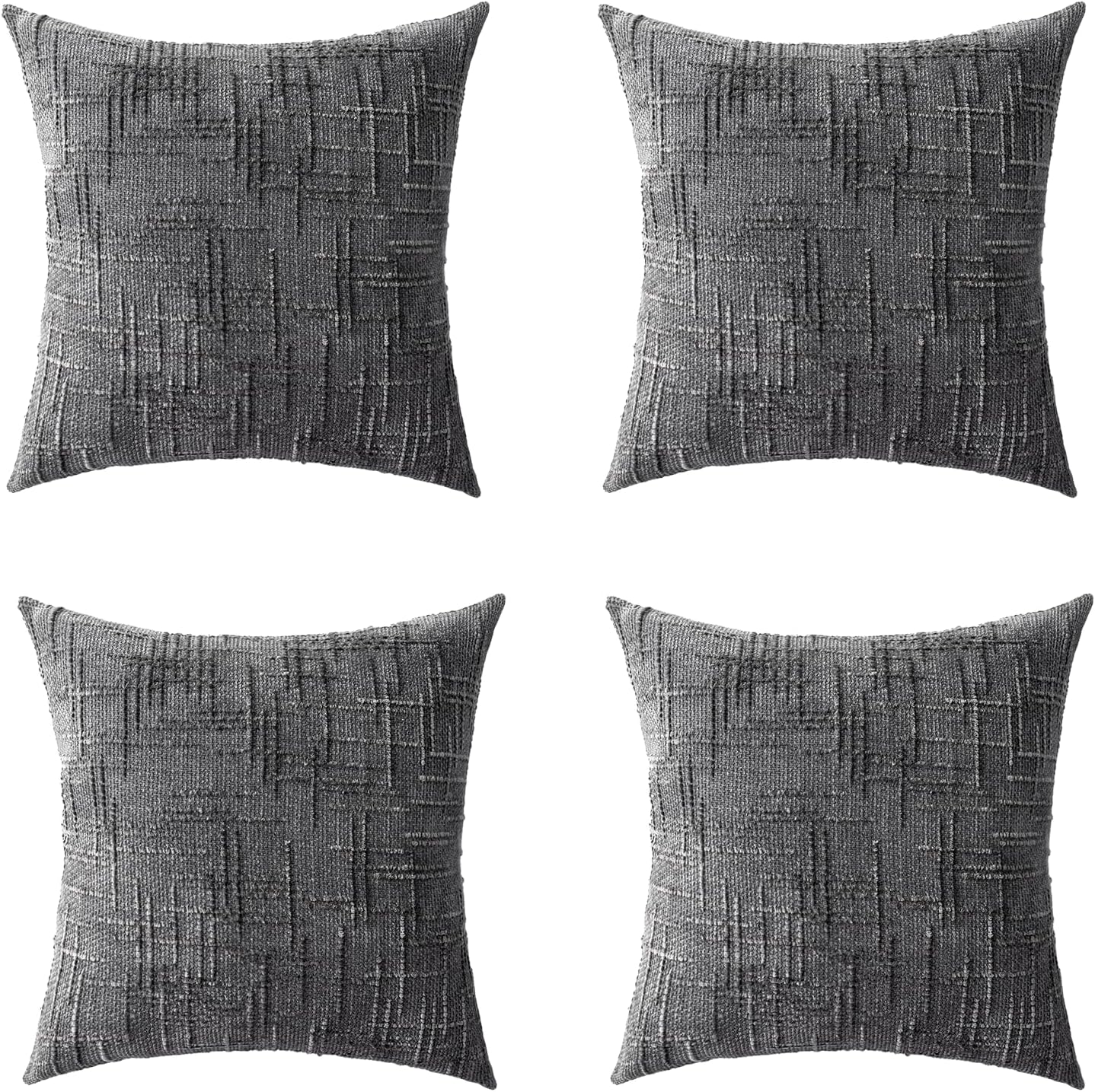 Decorative Throw Pillow Covers 20x20 Inch Set of 4, Soft Solid Farmhouse Chenille Couch Pillows, Spring Pillow Covers for Couch Sofa Bed Living Room Home Decor Pillowcase, Dark Gray