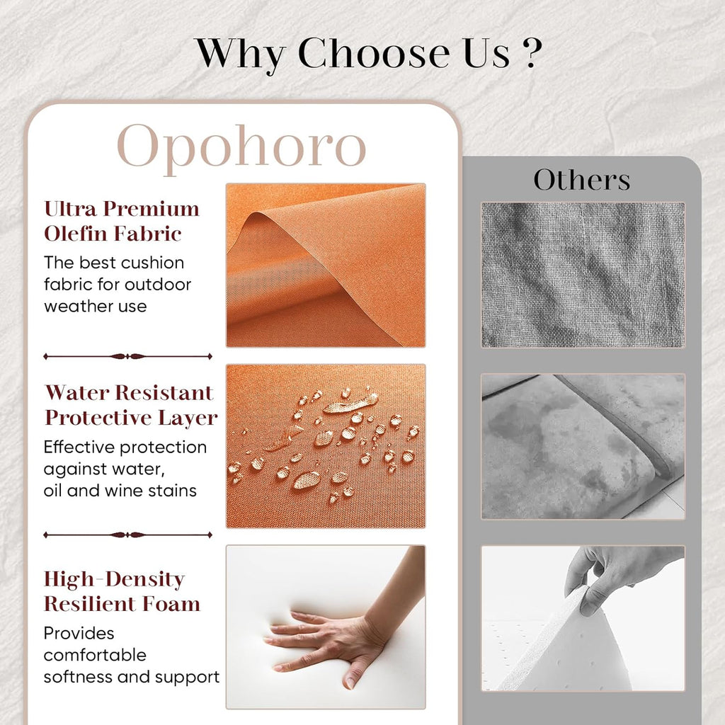 Outdoor Seat Cushion Set-24 x 24 x 6 Inch Outdoor Chair Cushions Set of 2 with Water Resistant & Removable Cover Outdoor Cushions for Patio Furniture Chair Sofa Couch-Orange