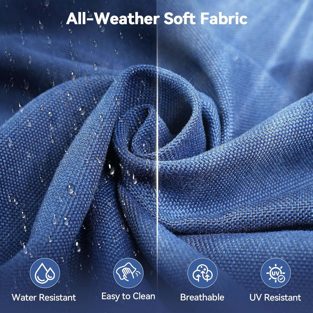 6" Thick Outdoor Cushions 24x24x6, 10-Set Deep Seat Patio Cushions with Removable Cover, Waterproof & Fade Resistant Replacement for Wicker Chair, Loveseat, Sofa - Blue