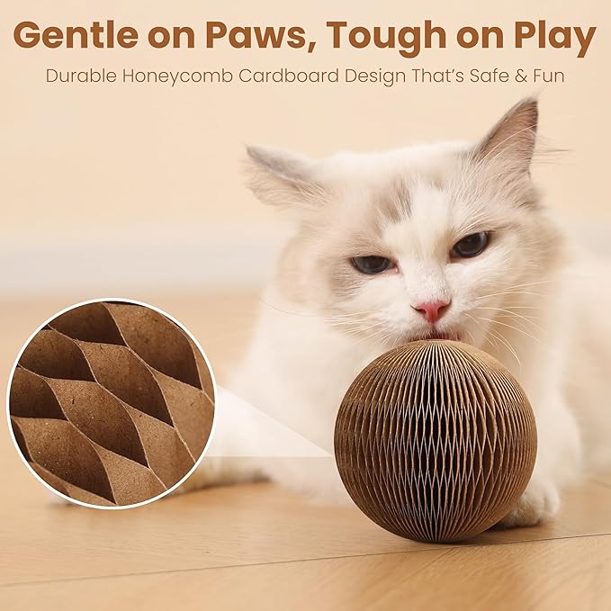 6-Pack Cardboard Cat Ball Toy with Bell – Interactive Cat Toy for Chasing, Batting, and Exercise – Durable & Irresistible Fun for Cats