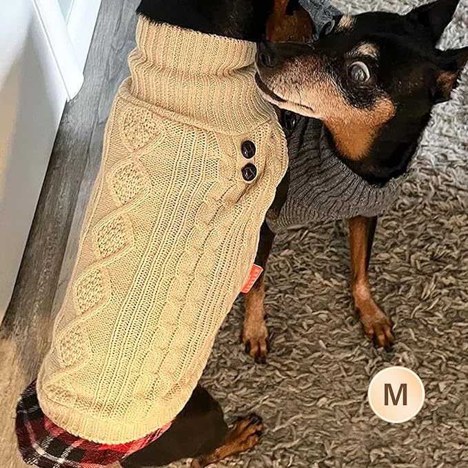 KYEESE Dog Sweater Warm Turtleneck Small Dogs Sweater with Gingham Patchwork Comfy Pet Coat for Fall Winter Cold Weather Soft Pullover Dog Sweaters for Small Dogs Girl Stretchy Knitwear Cat Clothes