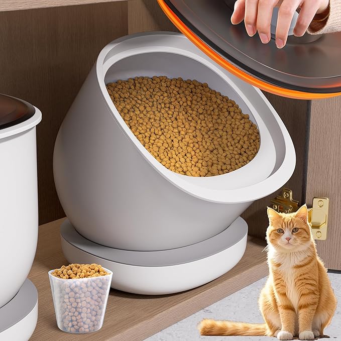 CTIME Airtight Cat Food Container for Small Dog Bird Pet Treats & Dry Food -6 lb(White)