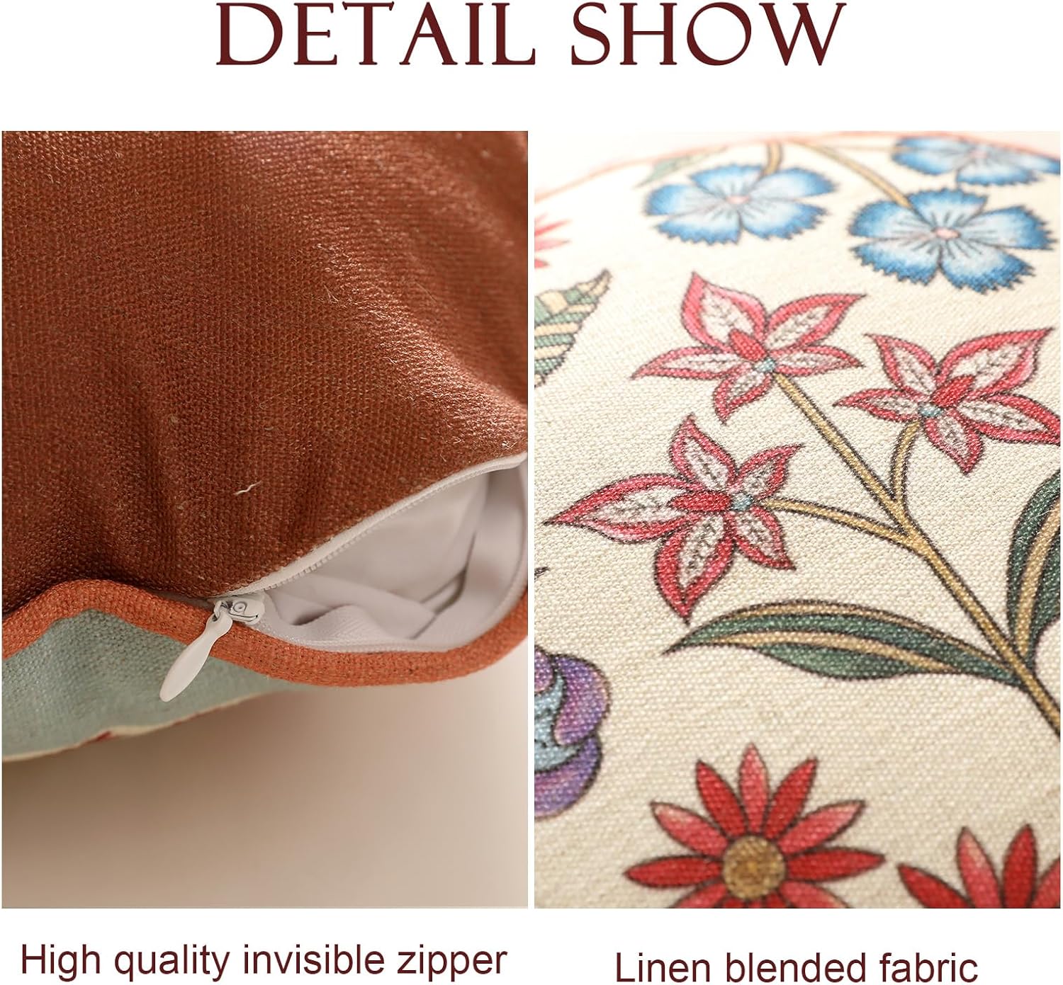 Round Throw Pillow Covers,Cottage Rustic Farmhouse with Wild Flowers Pattern Linen Pillowcases,Decorative Pillows Cushion Cover for Couch Sofa Bed Chair Car,Diameter 16"