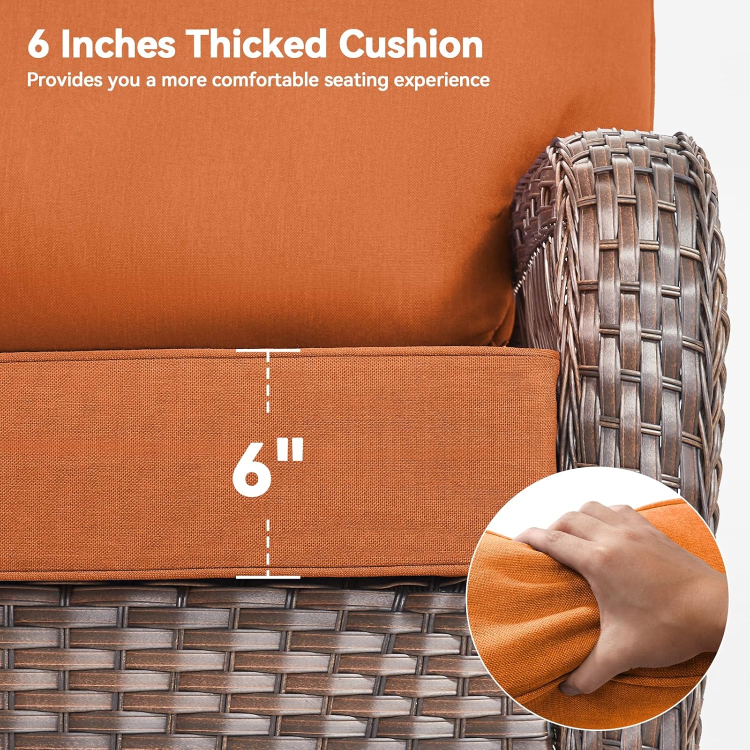 6" Thick Outdoor Cushions 22x24x6, 8-Set Deep Seat Patio Cushions with Removable Cover, Waterproof & Fade Resistant Replacement for Wicker Chair, Loveseat, Sofa - Orange