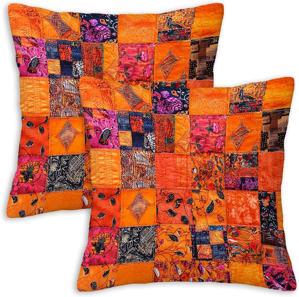 Throw Pillow Covers 18x18 Set of 2, Vintage Cushion Covers, Decorative Square Pillowcases for Couch, Bedroom, Living Room