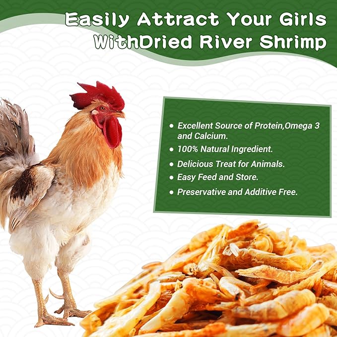 5lb Dried River Shrimp for Chicken, High Protein Freeze Red Dried Shrimp All Natural Treat for Turtles, Reptiles, Fish & Poultry, Perfect for Aquariums, Ponds, Backyard Chickens and Birds