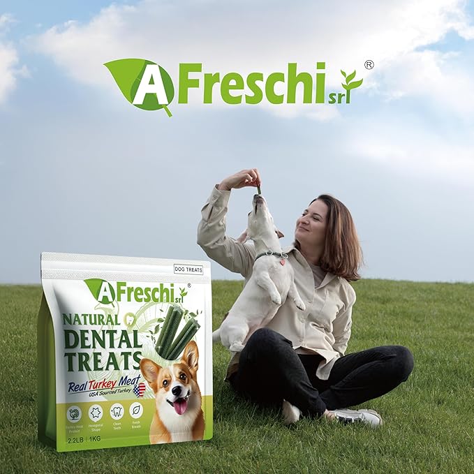 Afreschi Turkey Dental Sticks for Dogs, 2.2 lb – All Natural Dog Chews, USA-Sourced Trukey, Hypoallergenic, Long-Lasting Chew for Puppies and Adult Dogs, Grain-Free, Signature Series