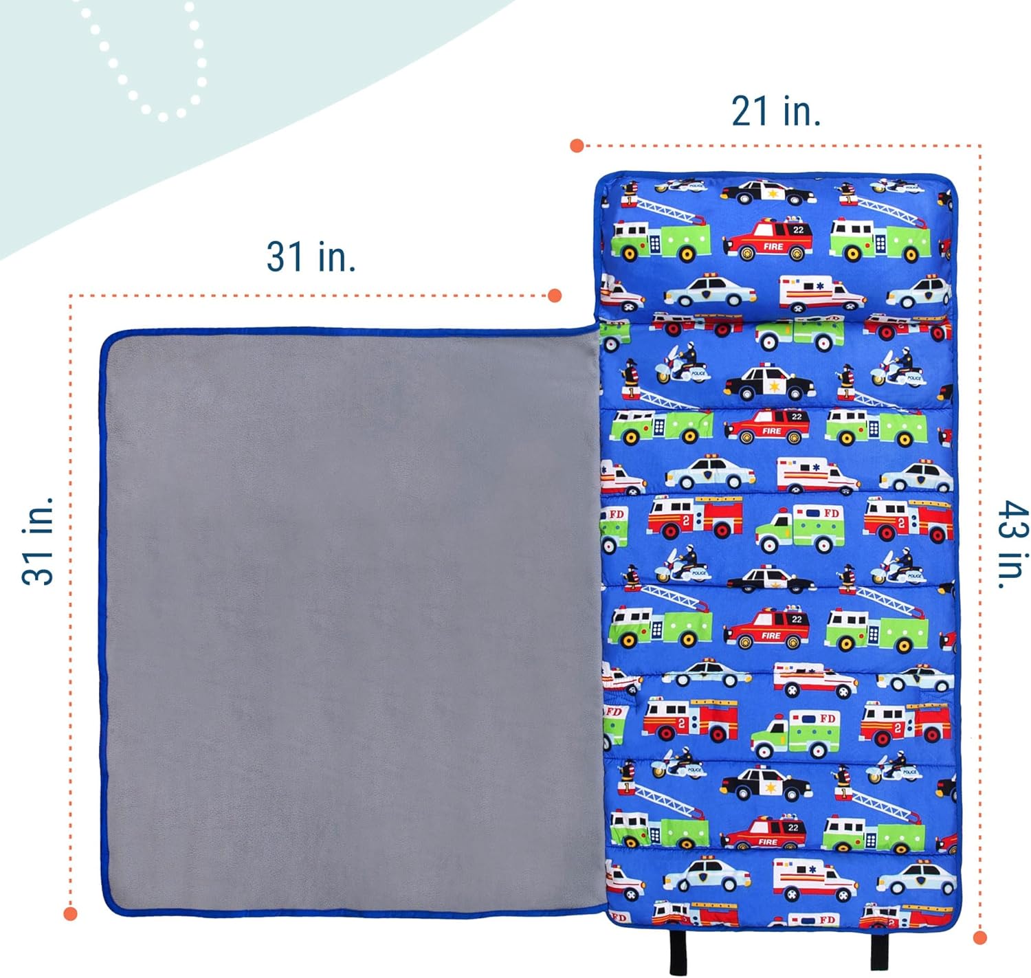 Wildkin 43-inch Kids Nap Mat – Soft Microfiber Toddler Sleeping Mat with Pillow