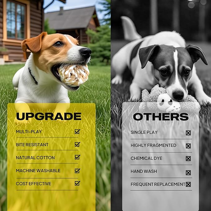 Fida Dog Rope Toys 4 Pack, Puppy Teething Sturdy Cotton Chew Tug Ropes Indoor/Outdoor, Exercise Interactive Tug O'War Toys Set for Boredom Small-Meidum Dogs