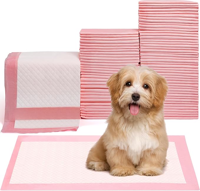 Pet Toilet Training Pads 100Count Disposable Puppy Pee Pads 18" x 13" for Dogs, Ultra Absorbent|Quick Dry|Leak-Proof Pet Potty Pads for Dog, Cat, Rabbits and Guinea Pigs (Pink)