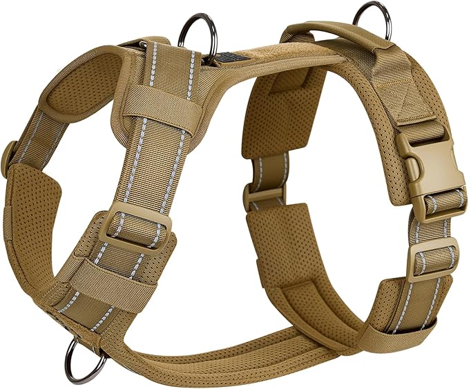 OneTigris Dog Harness, Soft Padding No Pull Dog Vest Harness, Durable High-Tensile Nylon, Adjustable Tactical Harness for Medium and Large Dogs with Reflective, 1 Handle, 3 D-Rings