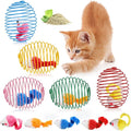 Jecery 5 Pcs Cat Spring Balls Stretchable Springs Toys Rolling Balls Colorful Playful Coils Interactive Spring Action Toy Caged Rats for Kitten Cat Pet Supplies Indoor (Catnip Rats,Bright Color)