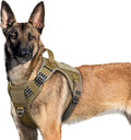 rabbitgoo Tactical Dog Harness for Large Dogs, No Pull Military Service Vest with Handle & Molle, Easy Control for Training Walking, Adjustable Reflective Straps, Brown, XL