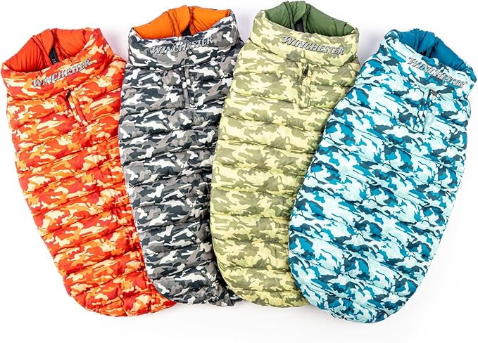 Winchester Pet Premium Reversible Dog Puffer Vest, Green, Extra Large