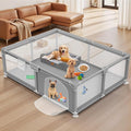 71x59x26 Inches Puppy Playpen with Gate, Dog Playpen for Puppies or Small Dogs, Sturdy Safety Dog Fence Pet Playpen with Thickened Fabric, High-Strength Nylon Wire Mesh for Indoor & Outdoor,Washable
