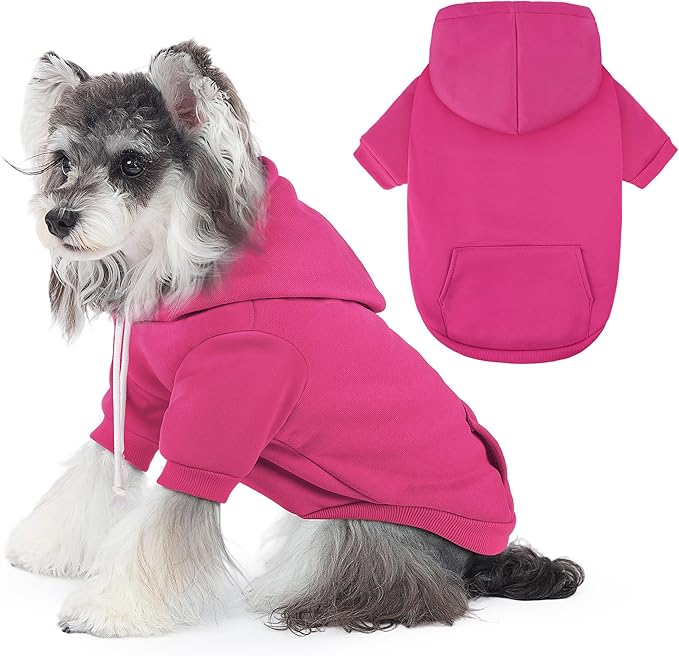 Dog Basic Hoodie Ultra-Soft Plaid Dog Clothes Cold Weather Sweaters for Medium Large Dogs Breathable Cozy Fabric Pet Coat Warm Stylish Sweatshirt with Leash Hole Pocket Dogs Jacket for Cats Boys Girls