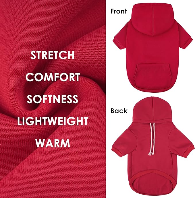 Dog Basic Hoodie Ultra-Soft Plaid Dog Clothes Cold Weather Sweaters for Medium Large Dogs Breathable Cozy Fabric Pet Coat Warm Stylish Sweatshirt with Leash Hole Pocket Dogs Jacket for Cats Boys Girls