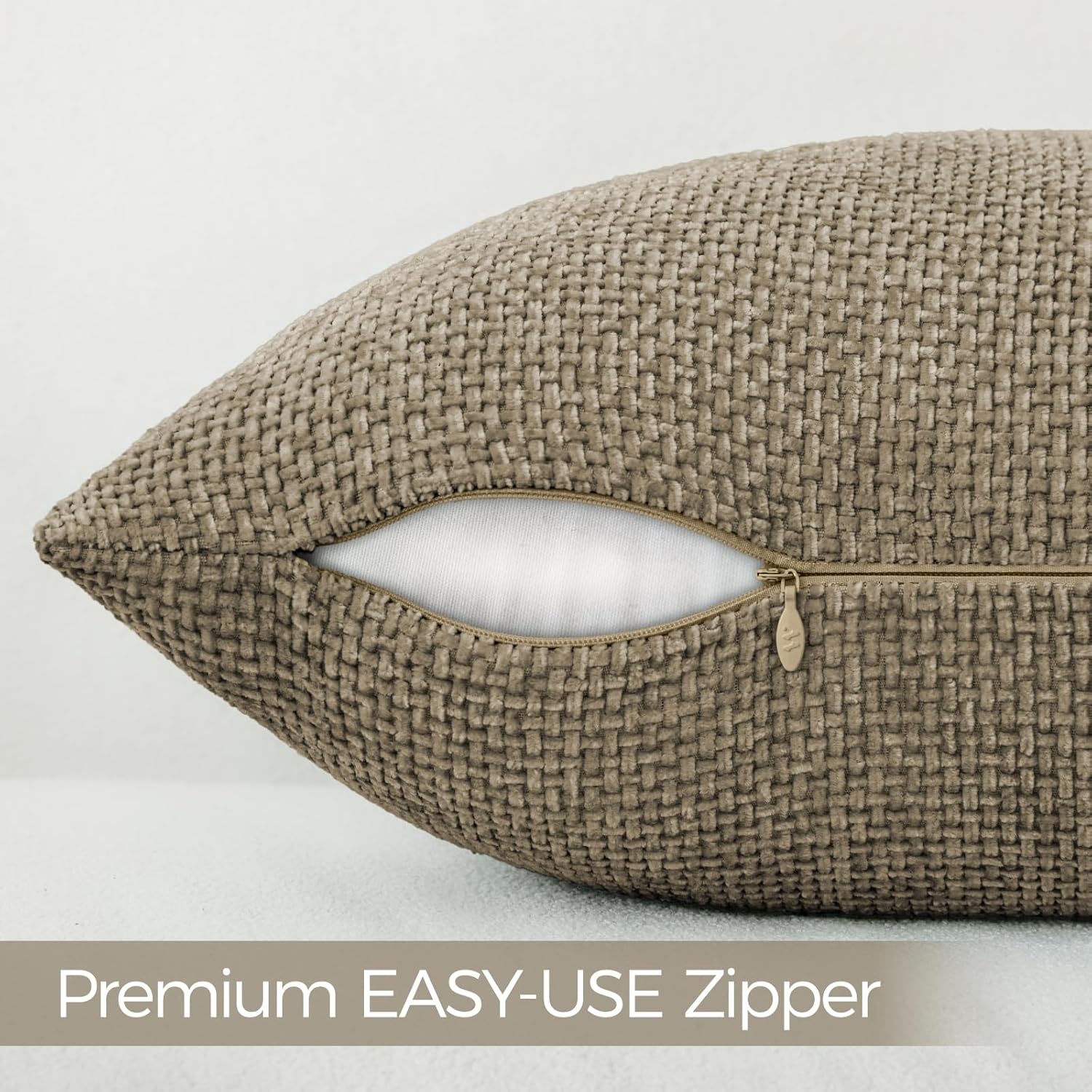 a moment Brown Chenille Throw Pillow Covers 12x20 Inch Pack of 2 Modern Decorative Throw Pillow Covers Farmhouse Cross Covers Home Decor for Sofa Bedroom Living Room