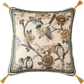 ISAENNE Design Linen Chinoiserie Square Throw Pillow Covers 18"x18", Farmhouse Cushion Covers with Yellow Floral Birds Pattern Decoration Pillowcases for Bed,Living Room,Outdoor,Car