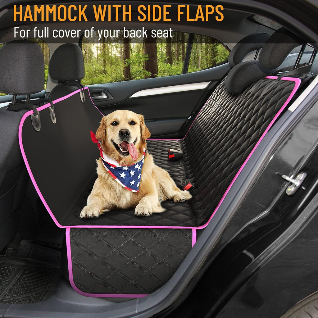 Active Pets Pink XL Dog Car Hammock Back Seat Cover, Waterproof Backseat Cover Protector for Truck Bench Rear of Sedans or SUVs, Essential Pet Supplies Vacuum or Wipe Clean, Machine Washable