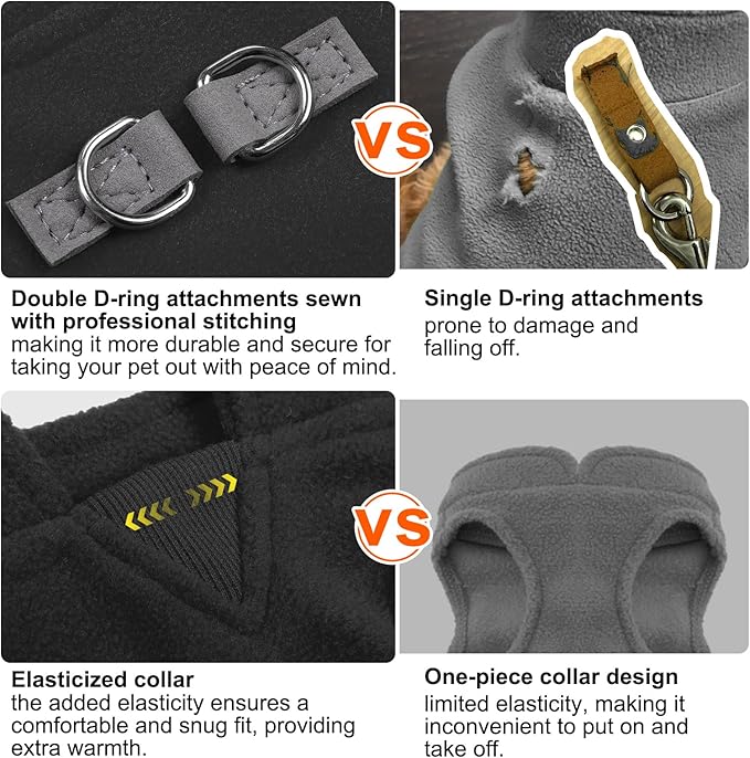 BEAUTYZOO Dog Fleece Vest Sweater Winter Jacket for Large Dogs with D-Ring Leash Cold Weather Coat Hoodie for L Dogs Boy or Girls