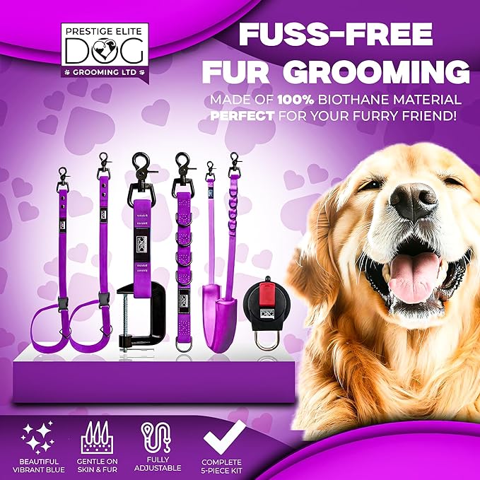 45" Dog Grooming Table with Set of 6 Grooming Loops for Dog Groomers Bundle - Adjustable Height Grooming Table 300lb, Dog Grooming Table Arm with Adjustable Dog Grooming Loops - Dog Grooming Supplies