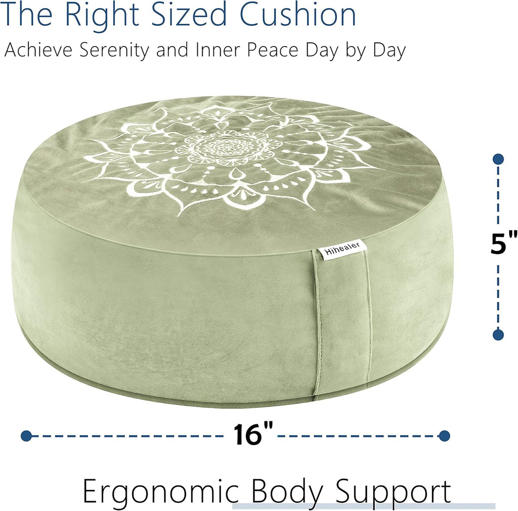 Hihealer Meditation Cushion, Traditional Tibetan Meditation Pillow Velvet Cover - Large Floor Cushion Seating for Adults - Yoga Buckwheat Bolster for Women、Moms