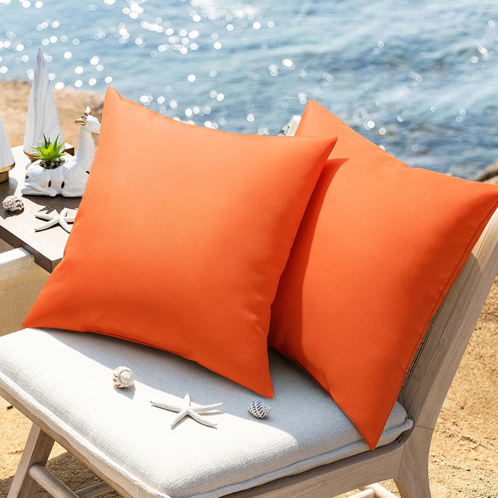 Phantoscope Pack of 4 Premium Dual Usage Outdoor Pillow Inserts, Waterproof Throw Pillows No Cover Needed, Colorful Decorative Couch Sham Cushion Stuffer Patio Couch Tent, Orange 18 x 18 Inches