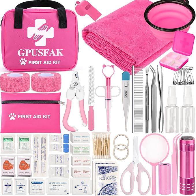 136pcs Dog First Aid Kit - Pet First Aid Kit for Dogs and Cats Pet First Aid Supplies for Car Traveling Home