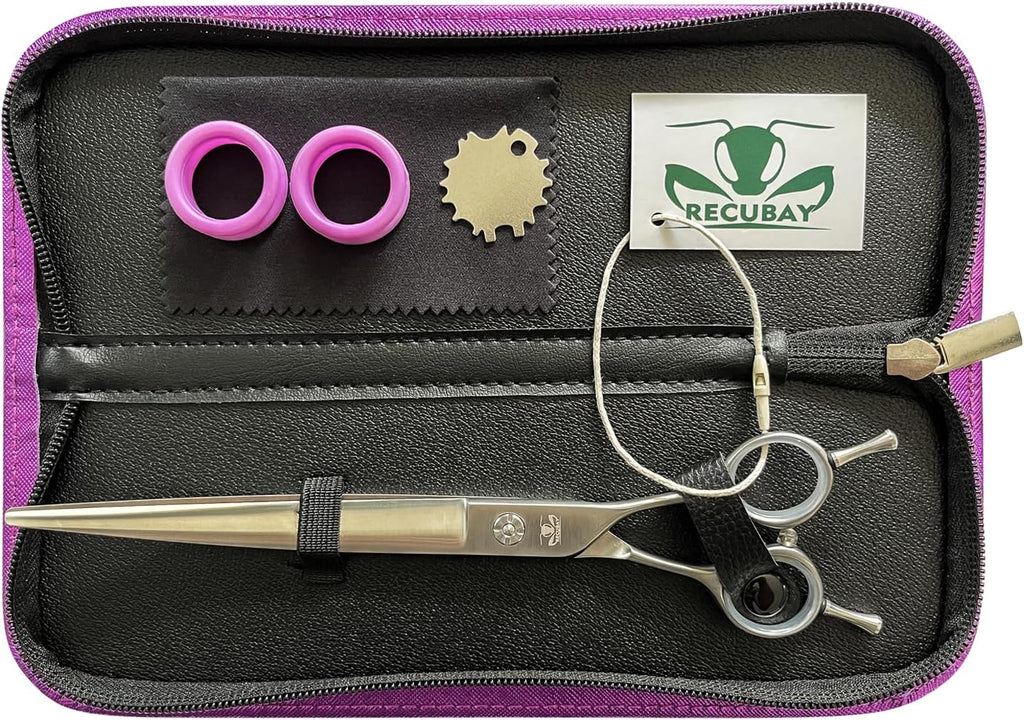 Dog Grooming Scissors, 8.0" Shears, Curved Scissors for Pet Hair Trimming. Matte Deluxe Dog Shears