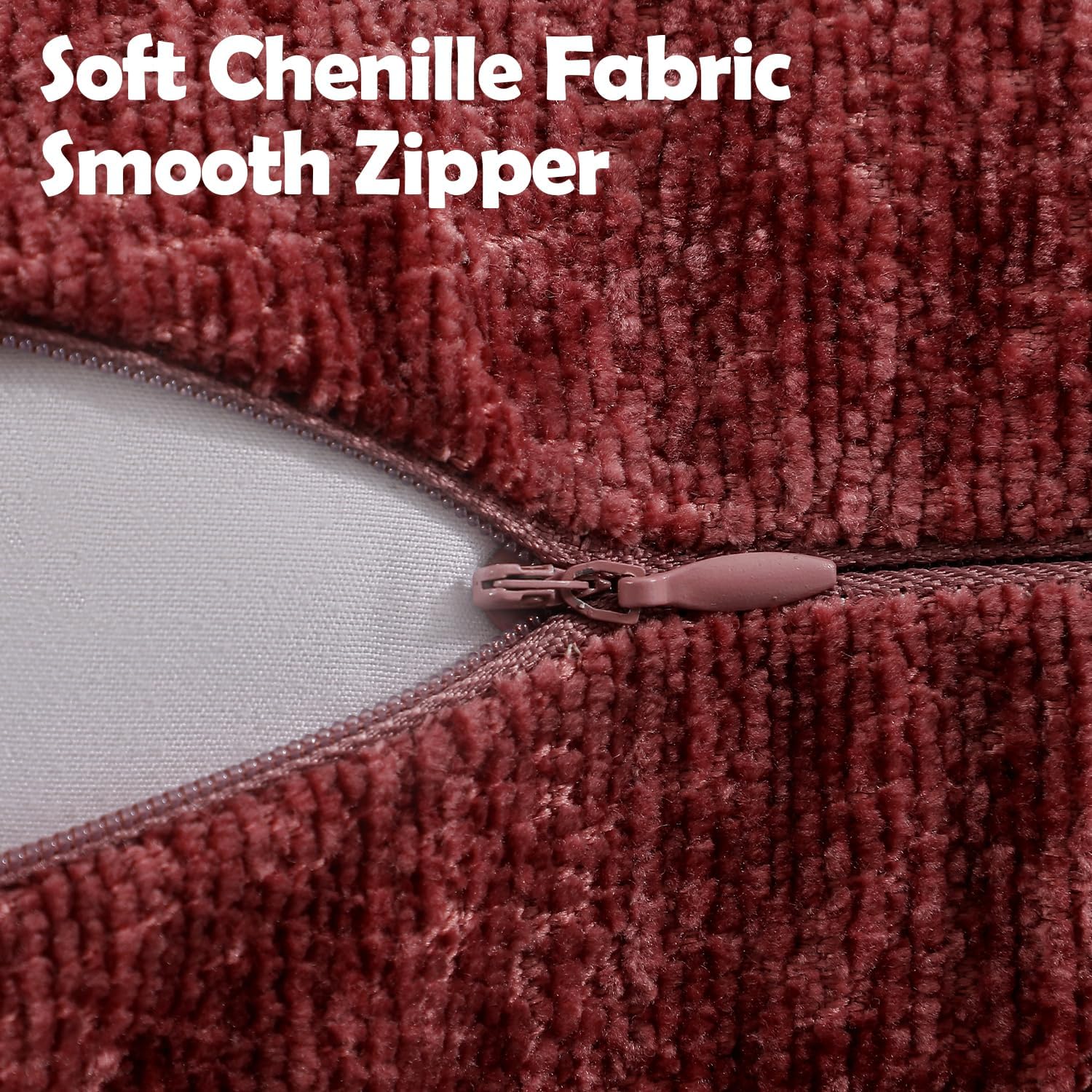 Pack of 2 Christmas Burgundy Fall Decorative Throw Pillow Covers 18x18 Cozy Soft Chenille Accent Vintage Square Couch Pillow Covers for Home Decor Bed Sofa Living Room