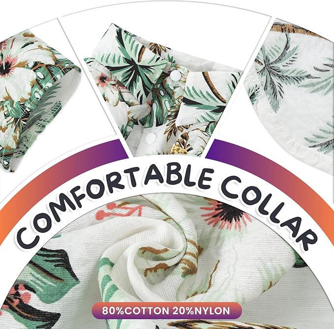 Hawaii Dog Shirt, Pet Summer T-Shirts Dog Style Floral Breathable Cool Clothes Hawaiian Shirts for Small Dogs and Cats Owner and Pet Shirts are Sold Separately