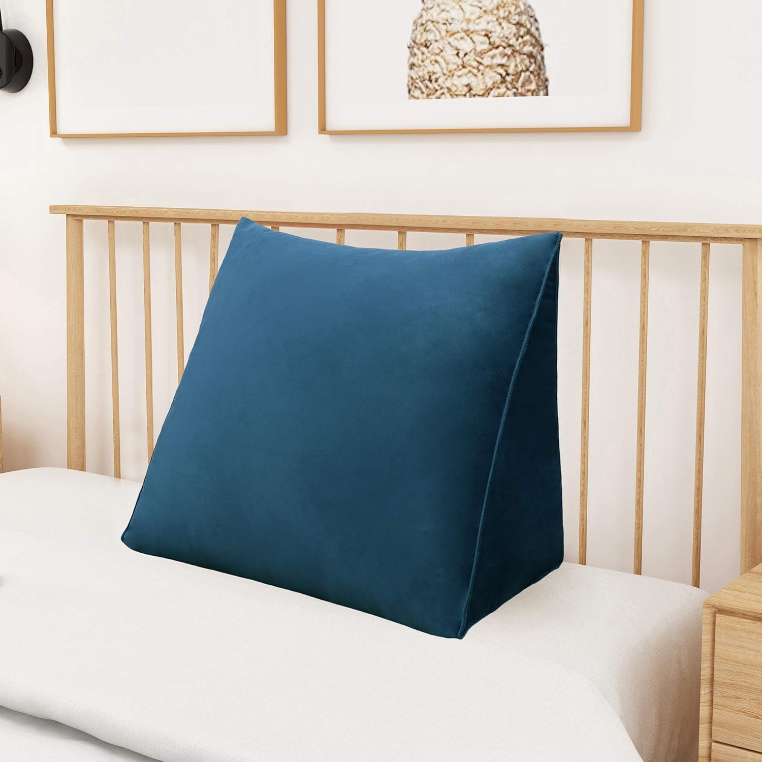 Wedge Headboard Pillow Dorm Room Reading Pillow Back Support for Sitting Up in Bed Bolster Lumbar Cushion Body Positioning Bedrest (Navy Blue, 24x8x20 in)