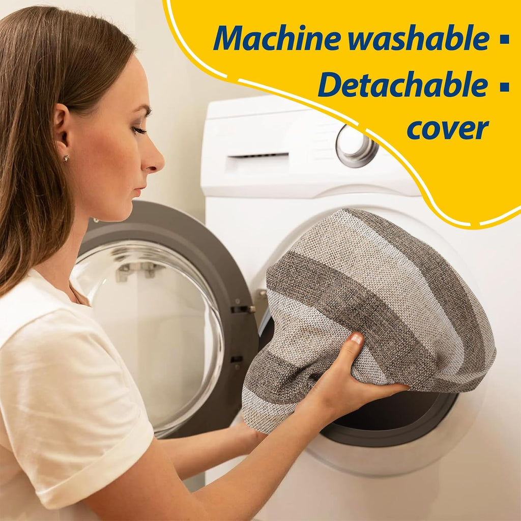 AAAAAcessories D-Shaped Chair Cushions, 2" Thick Dining Chair Pads with Ties and Removable, Machine-Washable Cover, 17" x 16", Set of 8, Boldstripes Chocolate/Beige