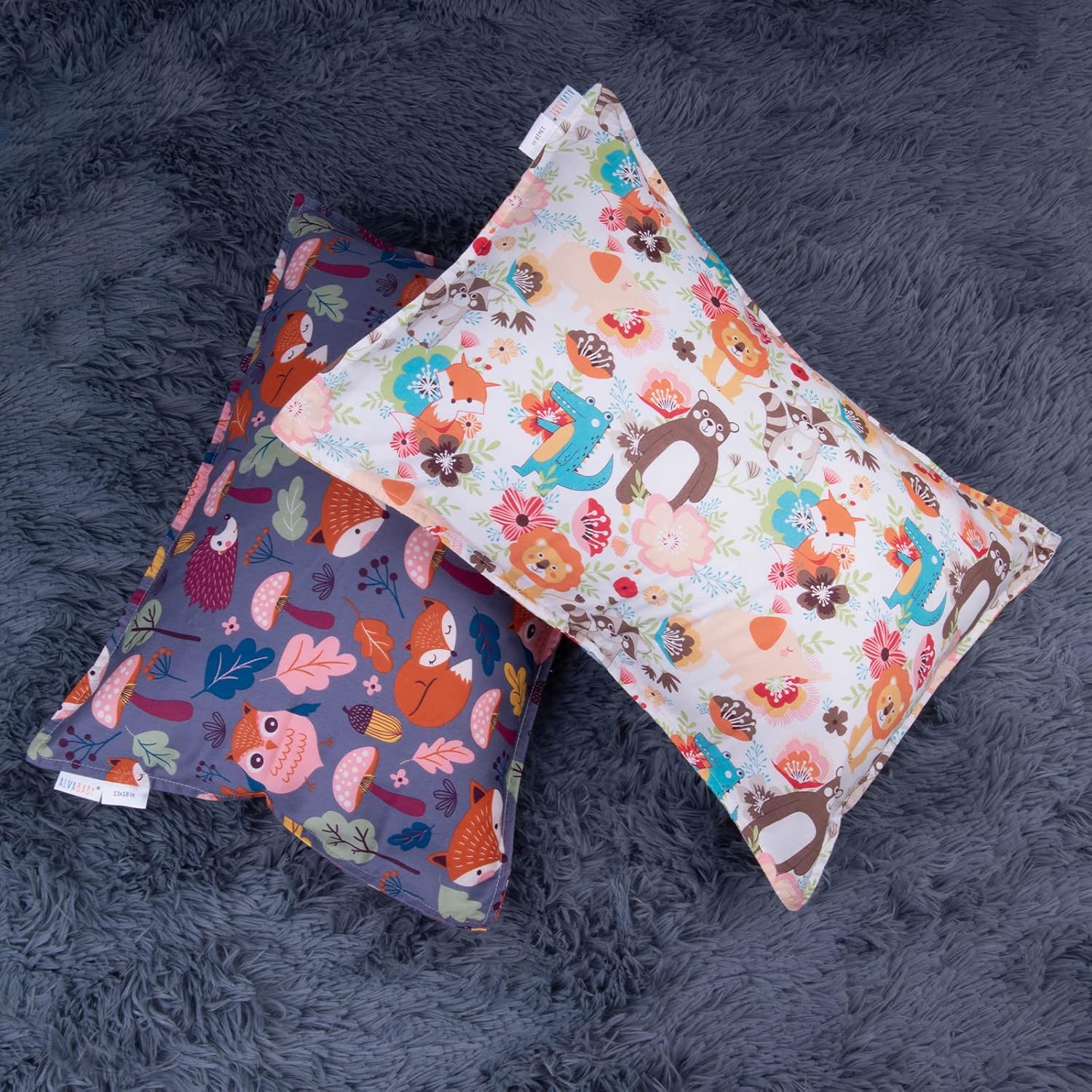 ALVABABY Toddler Pillowcases 2 Pack Cotton Kids Pillow Cover Fit 13"x 18" or 14"x20" Envelope for Girl Boy Sleepy Travel 2L-TPW24A