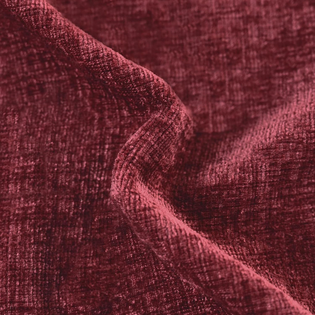 CaliTime Christmas Throw Pillow Covers Decorative 20 X 12 Inches Pack of 2 Cozy Solid Dyed Soft Chenille Cushion Cases with Pom Poms for Couch Sofa Bed Living Room Home Burgundy