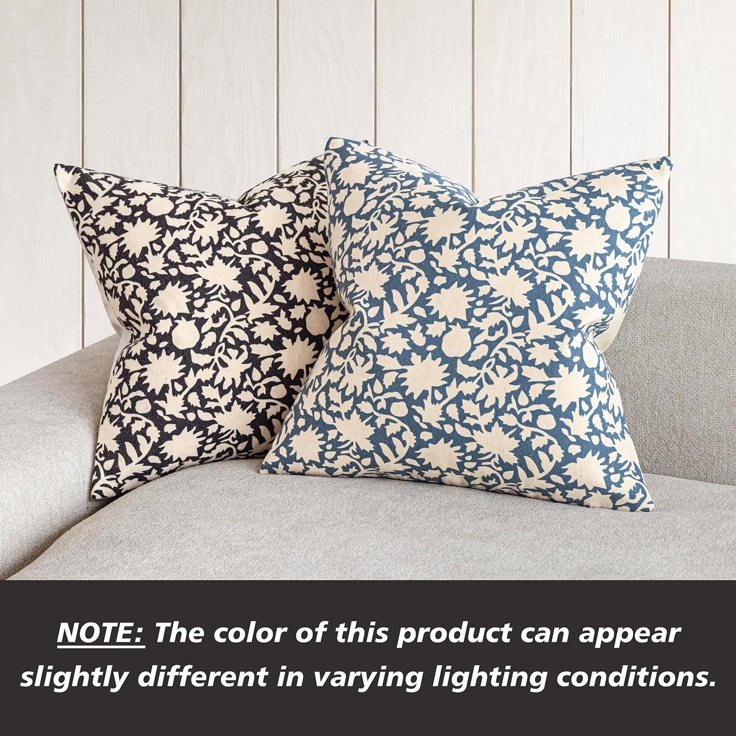 Foindtower Set of 2 Decorative Neutral Floral Throw Pillow Covers Accent Farmhouse Cushion Covers Boho Vintage Pillowcase for Couch Sofa Bedroom Living Room Home Decor20×20 Inch,Black