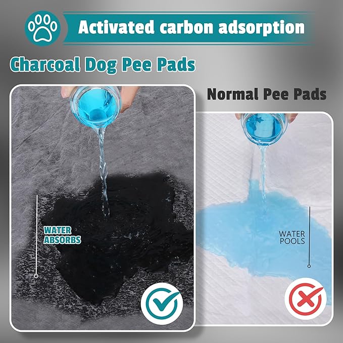 Charcoal Puppy Pads, Activated Carbon Odor-Control XL 28"x34" Leak-Proof Pet Training Pee Pads, Disposable Potty Pads for Dogs Cats, Rabbits, 30 Counts