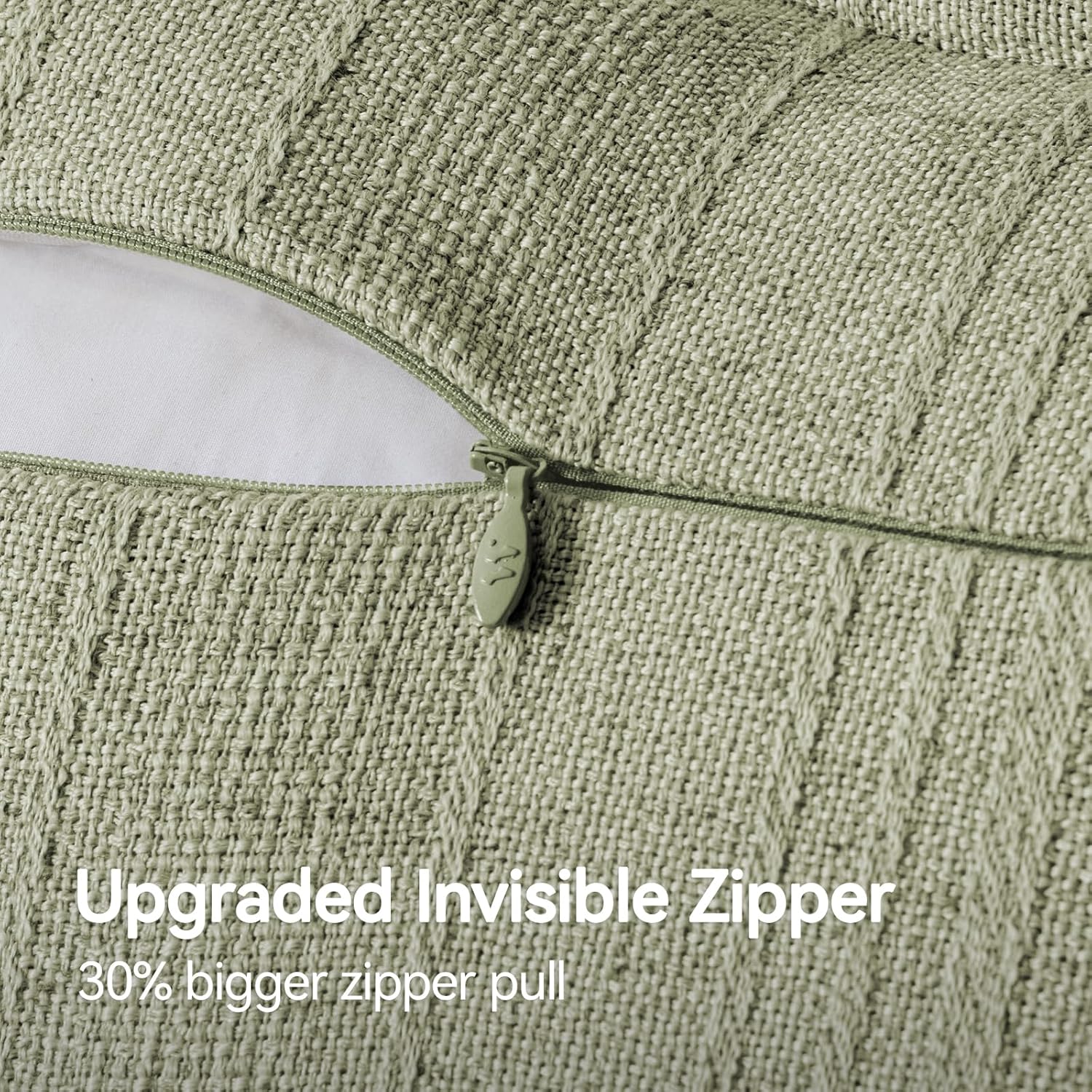 a moment Linen Pillow Covers Set of 2,Boho Farmhouse Throw Pillowcases Neutral Textured Decorative Covers for Couch Sofa,Soft Linen Blend Accent Case Cushion Home Decor 26"x26"Seeding Green