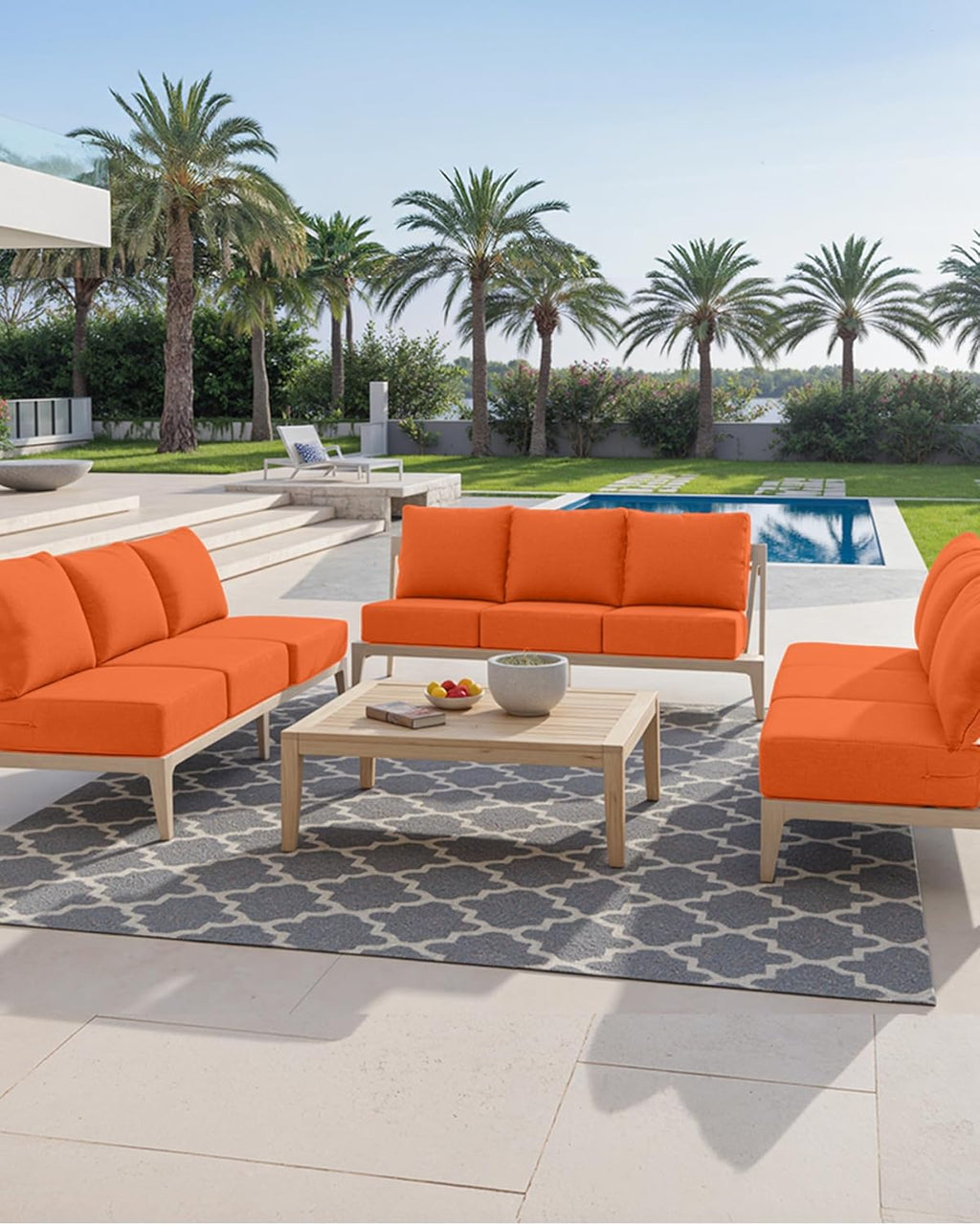 Luxury 24x24x6 Inch Outdoor Cushions - Water&UV&Fade Resistant 1 Set Zippered Patio Chair Back&Seat Cushion for Wicker Dining Rocking Swivel Chairs Loveseat Couch Sectional Sofa - Orange