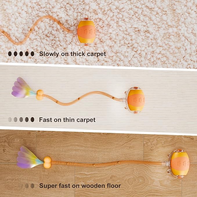 Interactive Cat Toys for indoor Cats,The 4rd Generation Agile Moving Cat Ball with 2 Elastic Mesh Tails,Automatic Kitten Toys for Bored Indoor Adult Cats,Motion Activate Cat Toys with search function