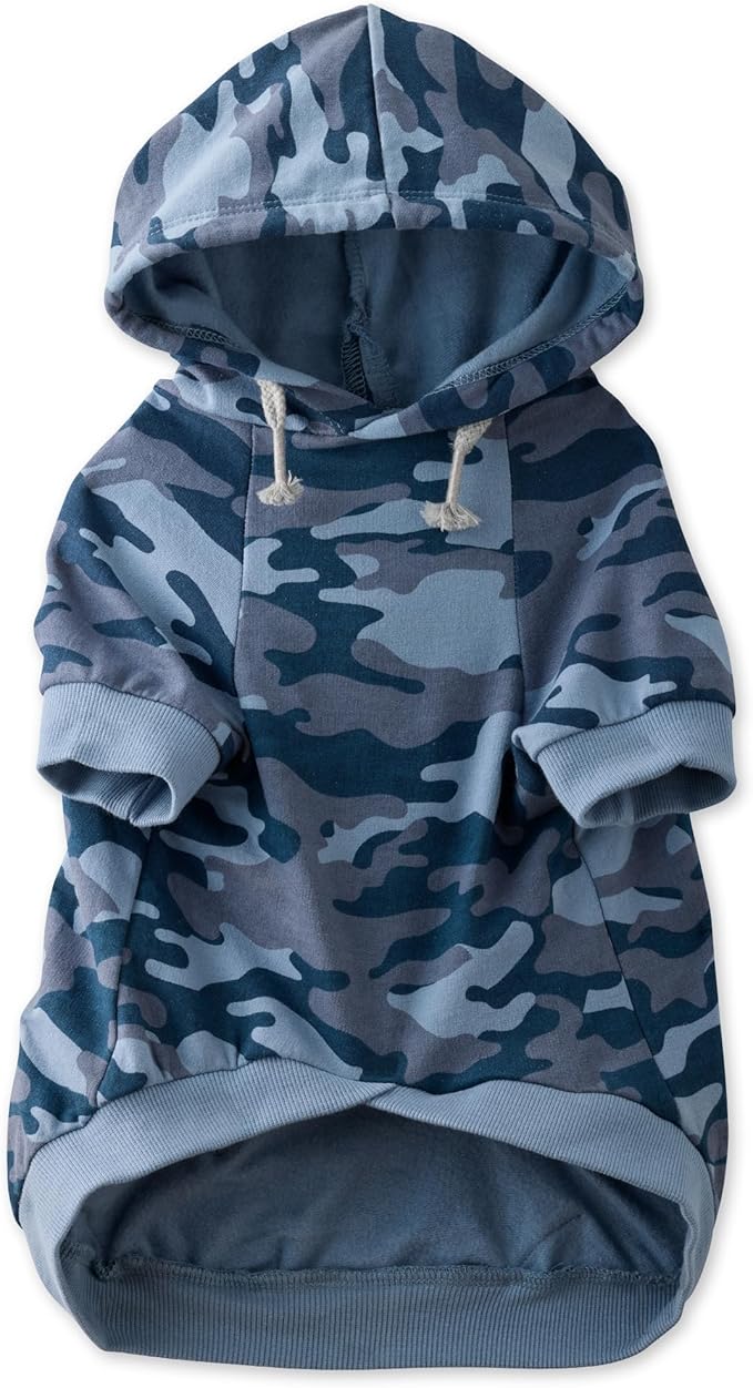 Rocky – The Orginal Lightweight Hooded TEE 100% Organic Cotton Dog Hoodie Pet Coat Sweater for Small, Medium, Large Dogs, Navy Camo, X-Small (5-12 lbs)